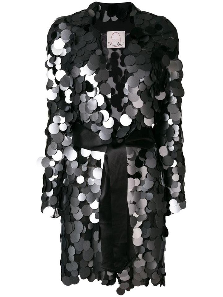 Romeo Gigli X Eggs Long Embellished Belted Blazer - Black