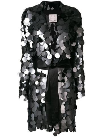 Romeo Gigli X Eggs Long Embellished Belted Blazer - Black