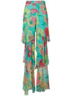 Ki6 Tiered Floral Print Trousers - Multicolour