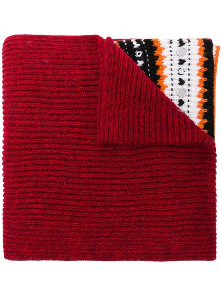 Dondup Embellished Knit Scarf - Red