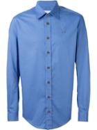 Vivienne Westwood Man Embroidered Logo Shirt, Men's, Size: 50, Blue, Cotton/spandex/elastane