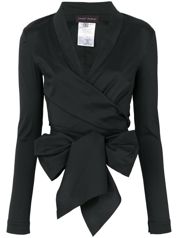 Talbot Runhof Bow Detail Wrap Top - Black