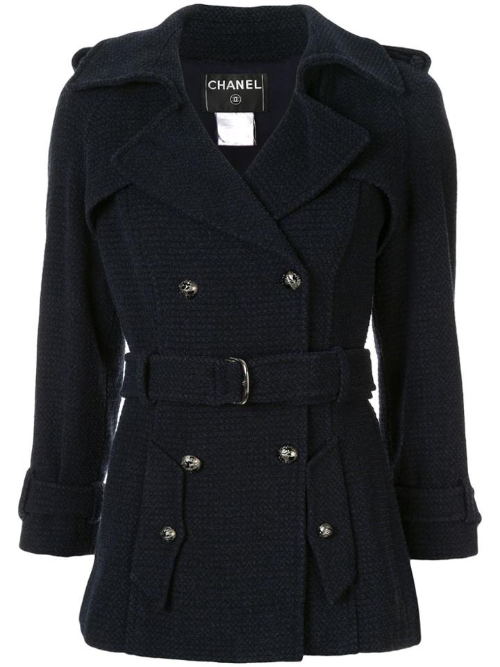 Chanel Pre-owned Woven Fitted Belted Jacket - Blue