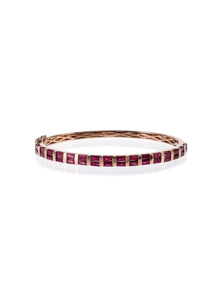 Shay Rose Gold Ruby Bangle - Metallic