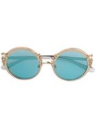 Dolce & Gabbana Eyewear Baroque Frame Sunglasses - Metallic