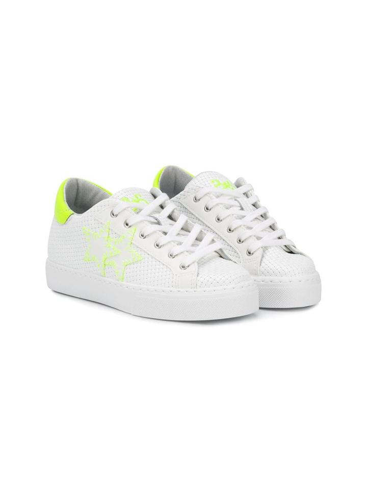 2 Star Kids Woven Effect Sneakers - White