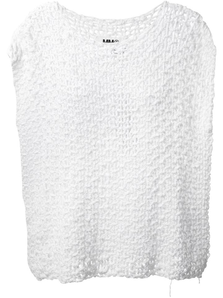 Mm6 Maison Margiela Open Knit Top, Women's, Size: Small, White, Cotton