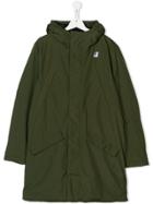 K Way Kids Teen Hooded Parka - Green