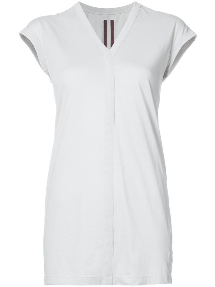 Rick Owens Drkshdw - V-neck T-shirt - Women - Cotton - S, Nude/neutrals, Cotton