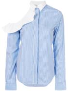 Pinko Open Frill Shoulder Striped Shirt - Blue