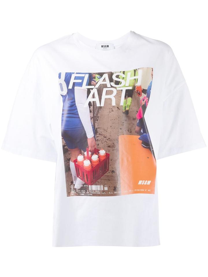 Msgm Flash Art Photo Print T-shirt - White
