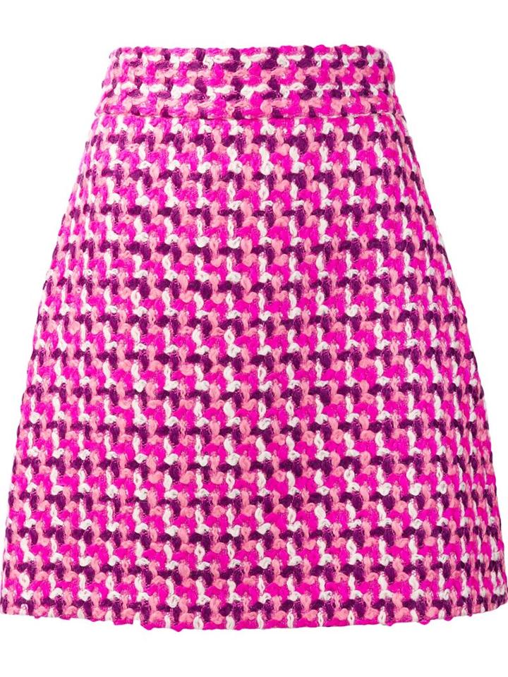 Msgm Tweed A-line Skirt, Women's, Size: 42, Pink/purple, Cotton/wool