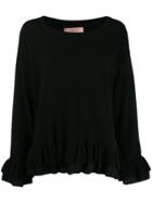 Twin-set Layered Ruffled Hem Jumper - Black