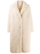 Stand Shearling Button Coat - Neutrals