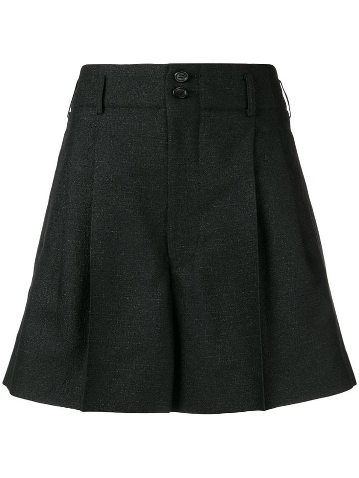 Comme Des Garçons Pleated Wide Leg Shorts - Black