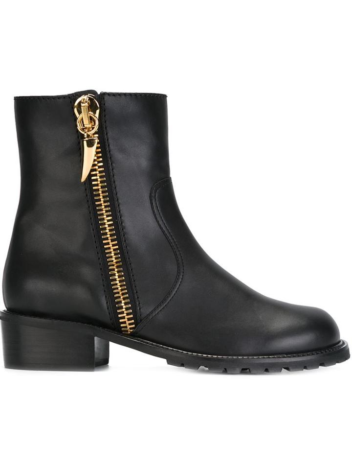 Giuseppe Zanotti Design Gold Zip Fastening Boots