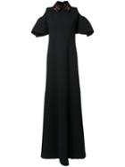 Delpozo Cutout Long Dress, Women's, Size: 38, Black, Wool