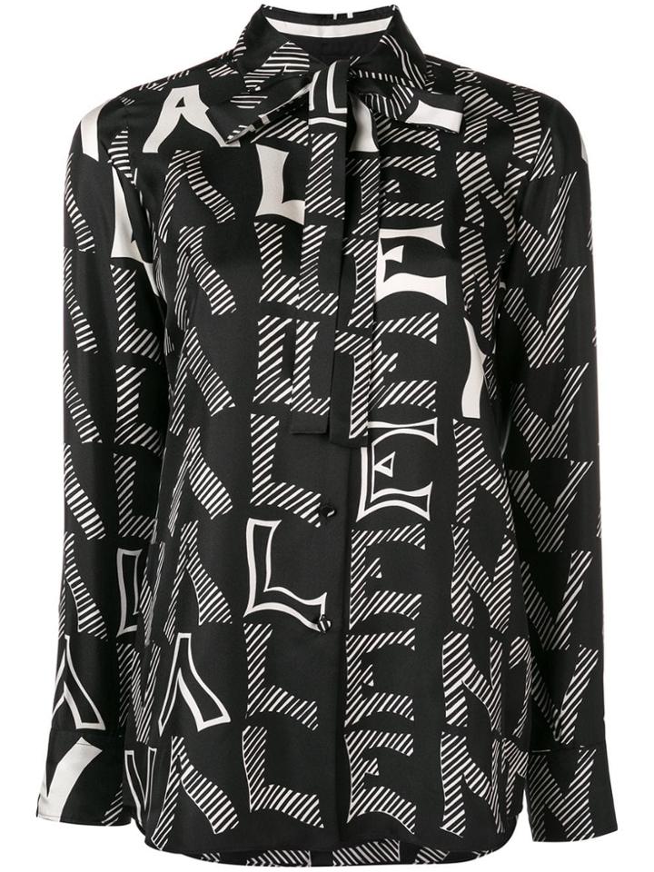 Valentino Logo Print Blouse - Black