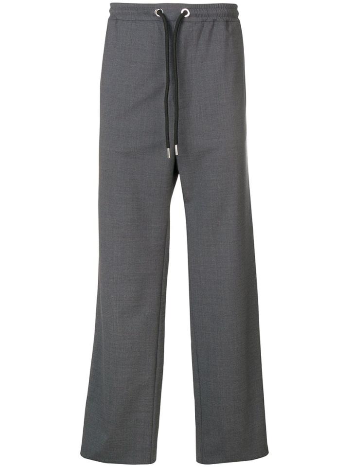Les Hommes Wide Leg Stripe Detail Trousers - Grey