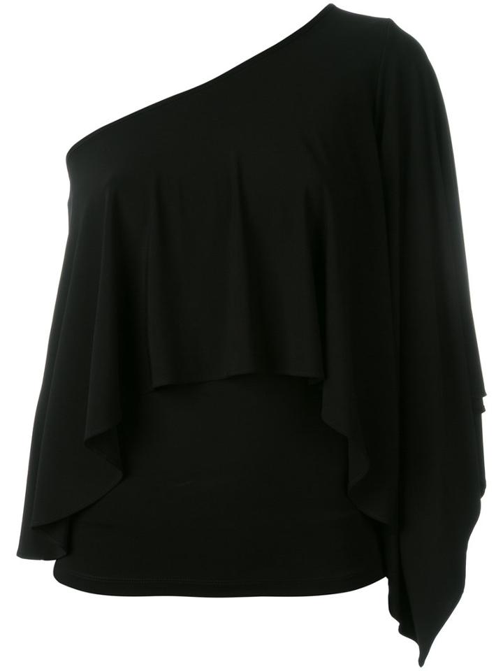 Plein Sud Ruffled One-shoulder Top, Women's, Size: 44, Black, Spandex/elastane/viscose
