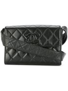 Chanel Vintage Quilted Cc Cross Body Shoulder Bag - Black