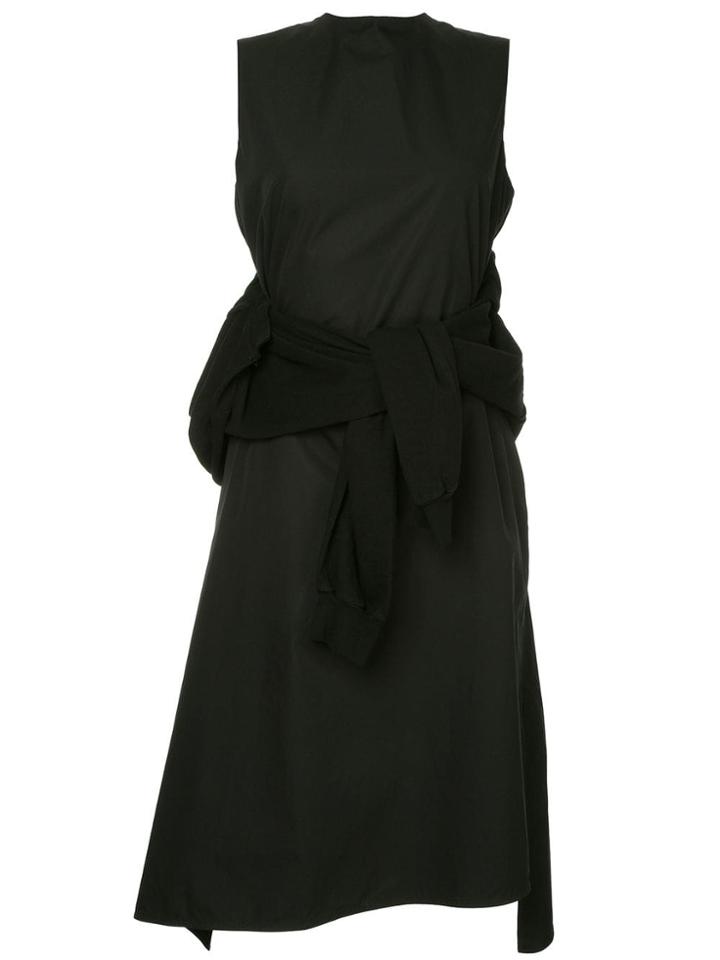 Aganovich Flared Sweater Detail Layered Dress - Black