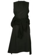 Aganovich Flared Sweater Detail Layered Dress - Black