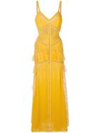 Elie Saab Lace Panel Tiered Gown - Yellow & Orange