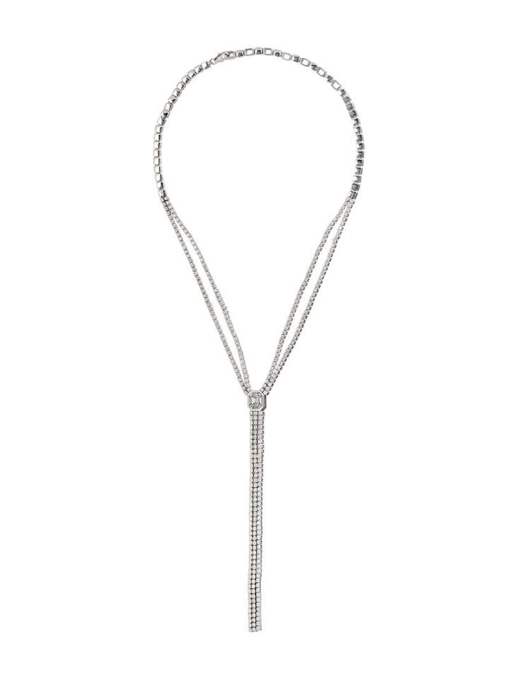 As29 18kt White Gold Venus Illusion Long Diamond Necklace - Silver