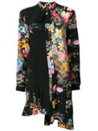 No21 - Floral Silk Drop Waist Dress - Women - Silk - 44, Black, Silk