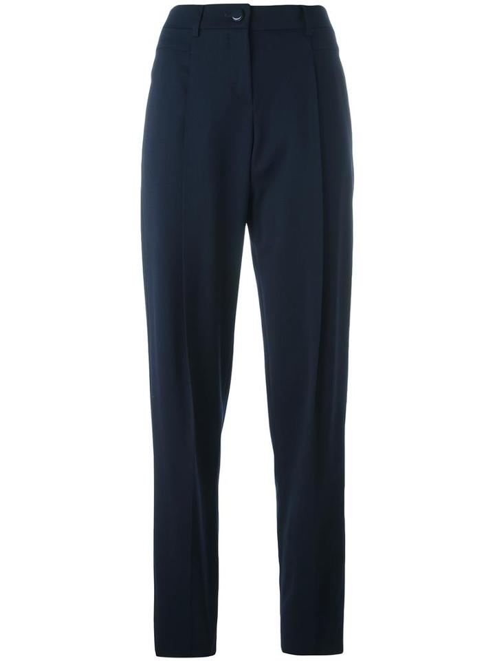 Emporio Armani Tailored Straight Trousers, Women's, Size: 44, Blue, Virgin Wool/spandex/elastane