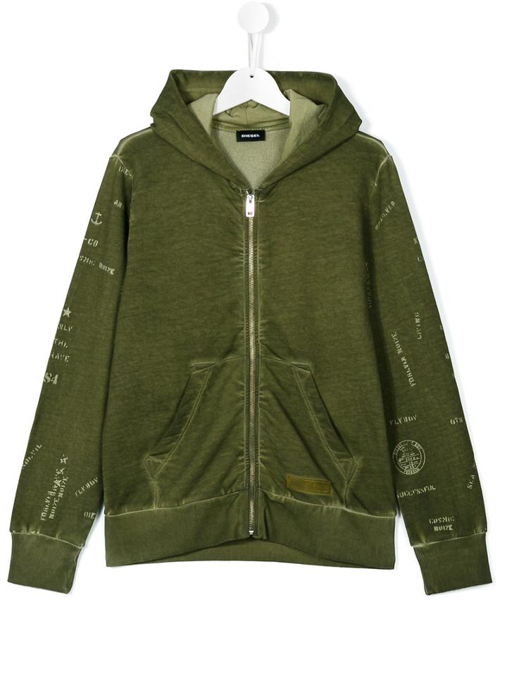 Diesel Kids - Teen Printed Hoodie - Kids - Cotton - 14 Yrs, Boy's, Green