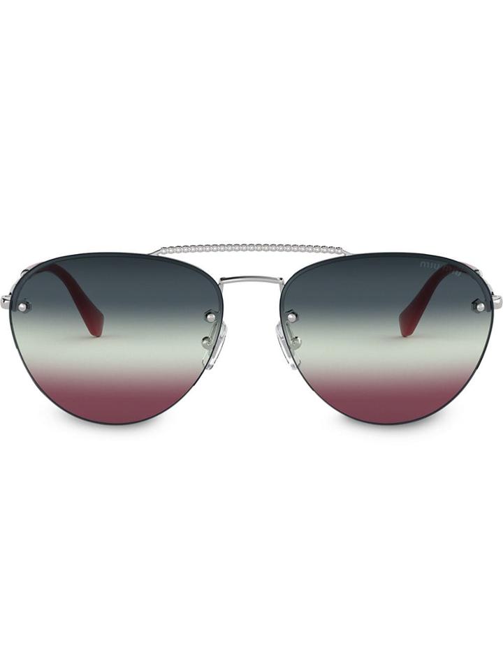Miu Miu Eyewear Miu Miu Noir Sunglasses With Crystals - Grey