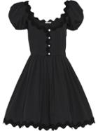 Miu Miu Scallop Trim Flared Mini Dress - Black