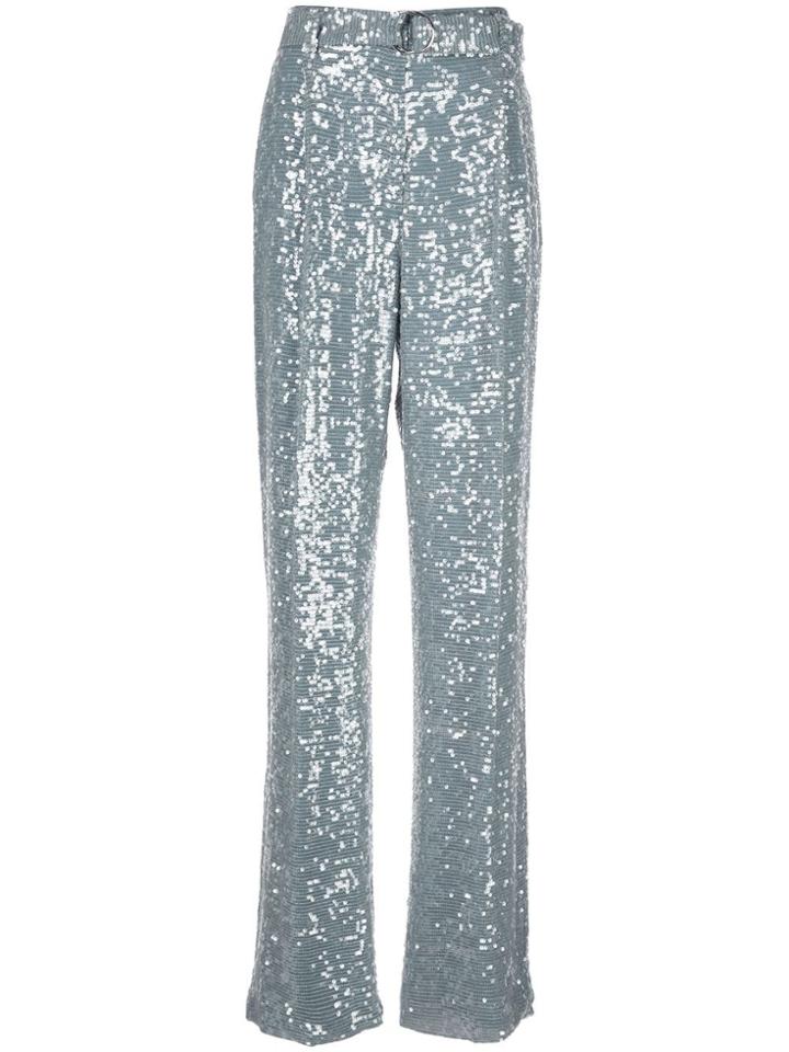 Sally Lapointe Sequin Embroidered Trousers - Blue