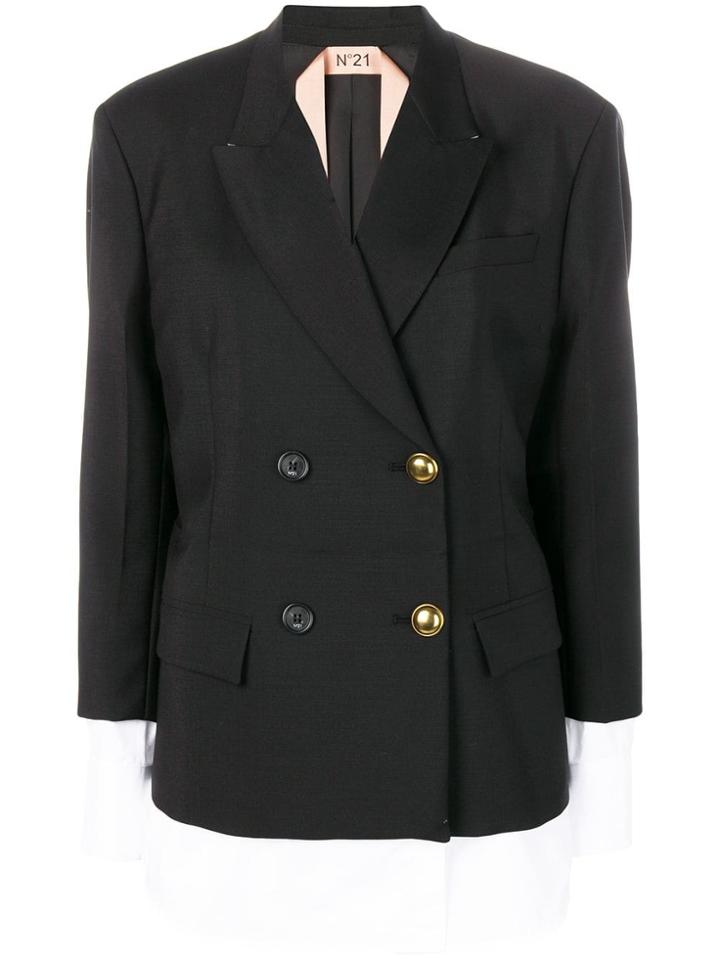 No21 Double Breasted Layered Jacket - Black