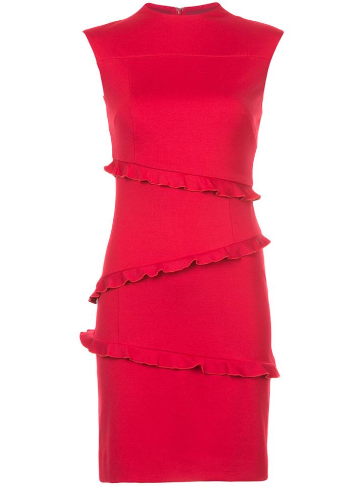 Nicole Miller Ruffled Details Fitted Dress - Red