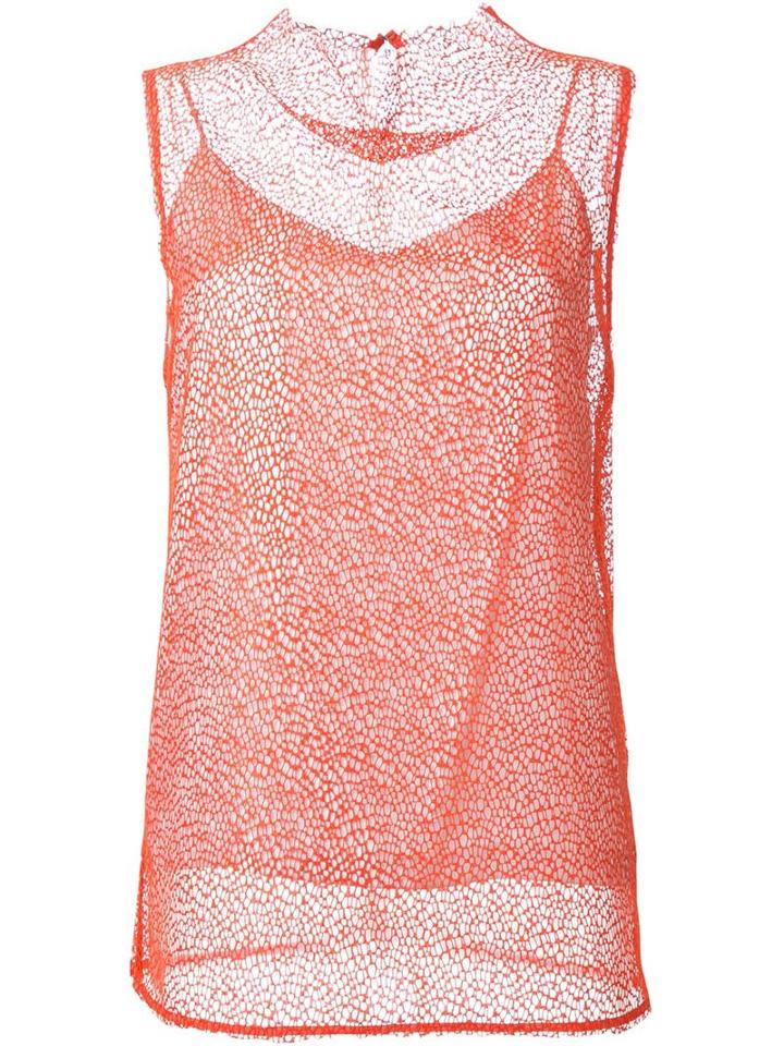 Le Ciel Bleu Mesh Lace Tank Top, Women's, Size: 38, Yellow/orange, Polyester