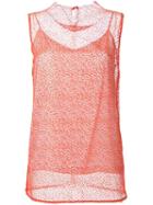 Le Ciel Bleu Mesh Lace Tank Top, Women's, Size: 38, Yellow/orange, Polyester