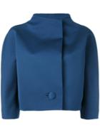 Paule Ka - Cropped Jacket - Women - Polyester/cupro - 42, Women's, Blue, Polyester/cupro