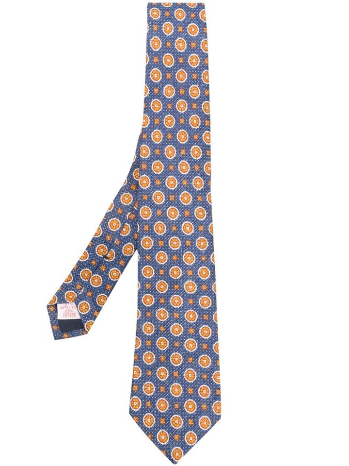 Tagliatore Geometric Embroidered Tie - Blue