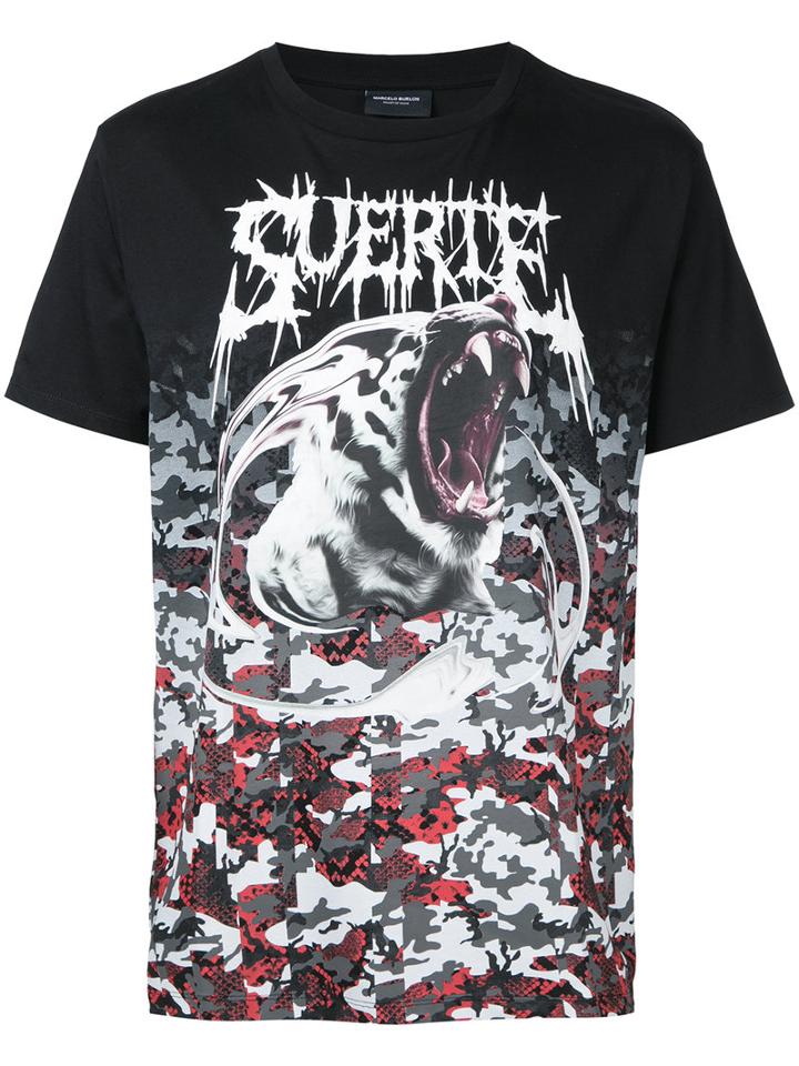 Marcelo Burlon County Of Milan Shark Print T-shirt, Men's, Size: Large, Black, Cotton