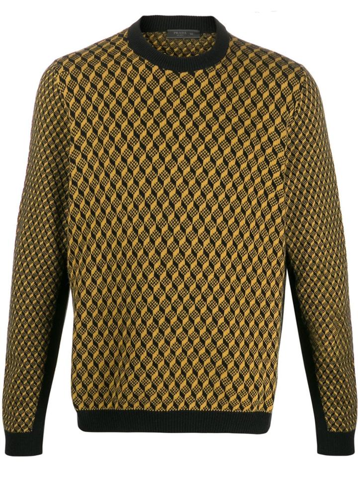 Prada Geometric Print Crew Neck Jumper - Black