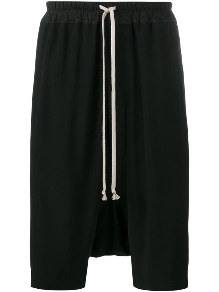 Rick Owens Black Drop Crotch Shorts