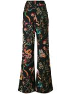 Etro - Printed Palazzo Pants - Women - Silk/wool - 42, Black, Silk/wool