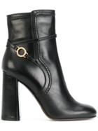 L'autre Chose Stitch Detailed Ankle Boots - Black