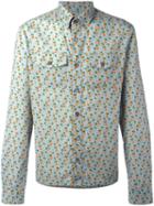 Prada Floral Print Button-down Shirt, Men's, Size: 39, Grey, Cotton