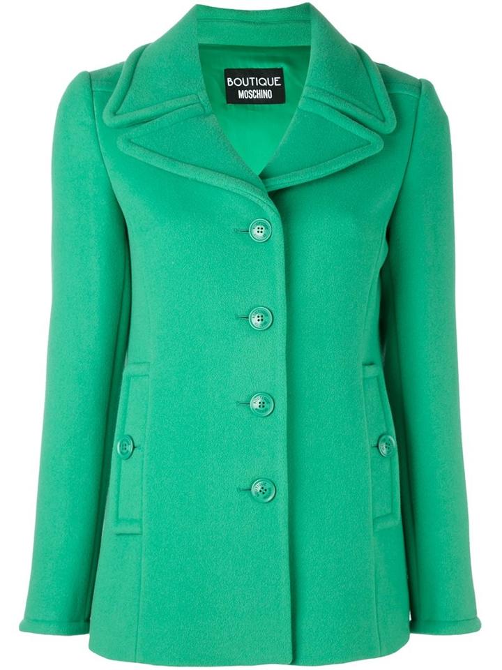 Boutique Moschino Single Breasted Coat, Women's, Size: 42, Green, Acetate/rayon/cashmere/virgin Wool