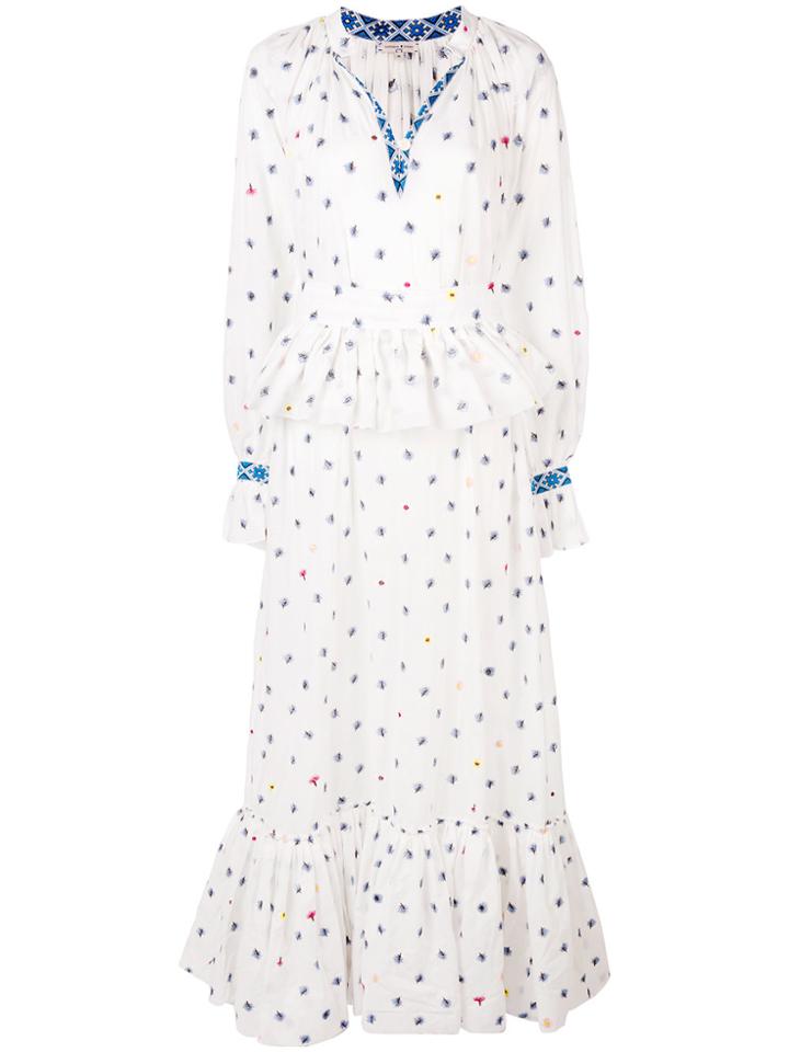 Natasha Zinko Embroidered Belted Maxi Dress - White