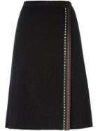 Etro Embellished Detailing Skirt, Women's, Size: 40, Black, Silk/calf Leather/polyester/brass
